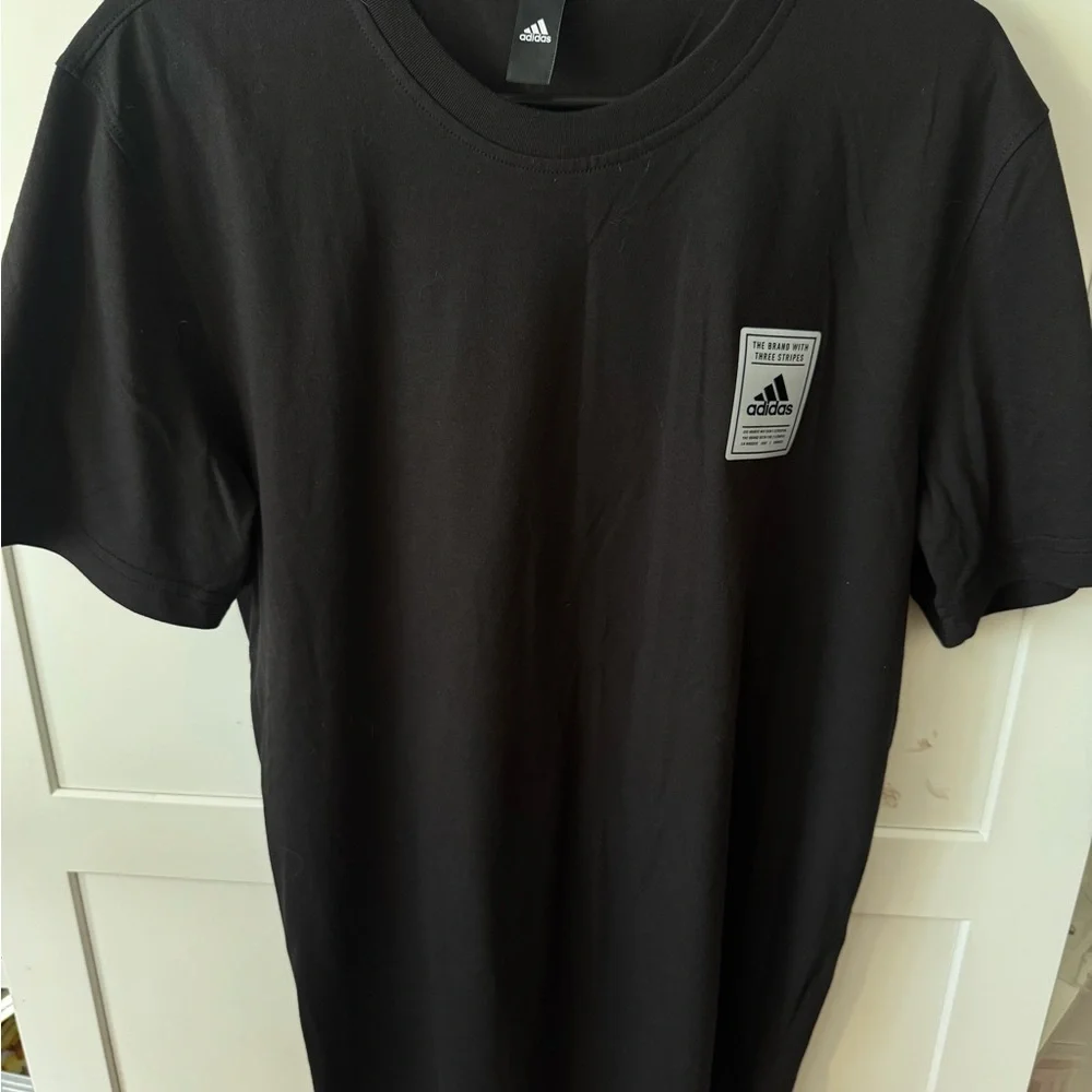 adidas Black Short Sleeve Crew Tee with Chest Patch